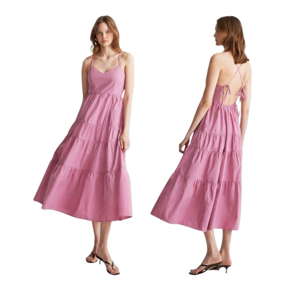 Madewell Delicate Shaded‎ Pink Sidonie Cotton Ruffled Backless Maxi Dress XL NWT - Picture 3 of 15